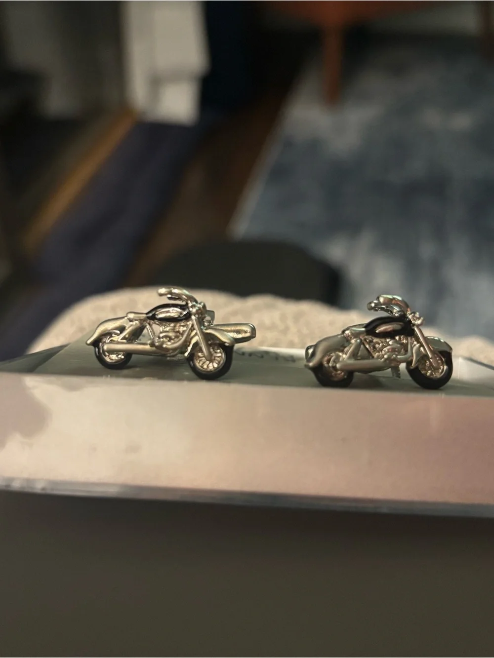 Kenneth Cole Reaction Silver Motorcycle Cuff Links Pair